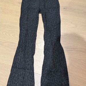 Black Patterned Women's Flare Pants
